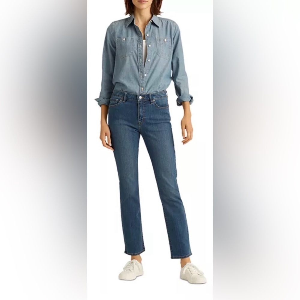 Ralph Lauren Blue Straight Leg Jeans Mid-Rise Size 14P x 29 - Picture 2 of 11